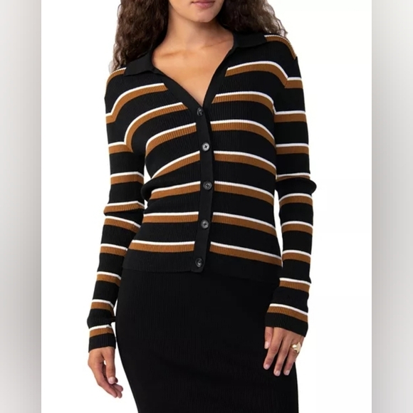 Sanctuary Sweaters - Sanctuary Your Love Striped Button Ribbed Cardigan Sweater Top